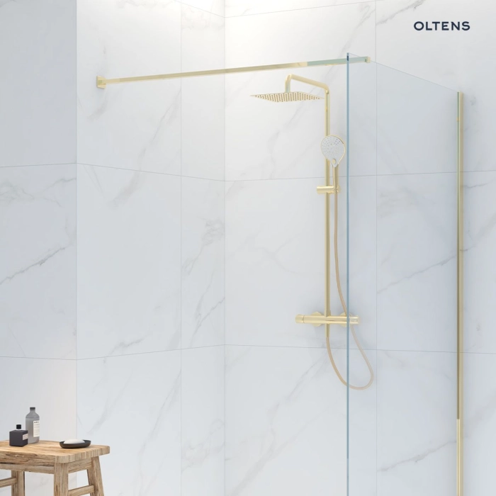 Oltens Atran (S) zestaw prysznicowy z deszczownicą kwadratową złoty 36501800
