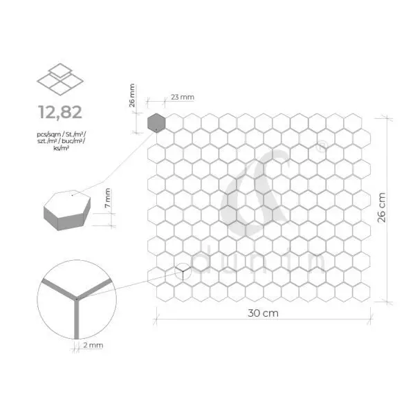 Dunin Mini Hexagon B&W Flower Mozaika 26x30