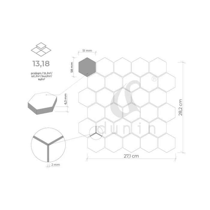 Dunin Hexagon Montana 51 matt Mozaika 28x27,1