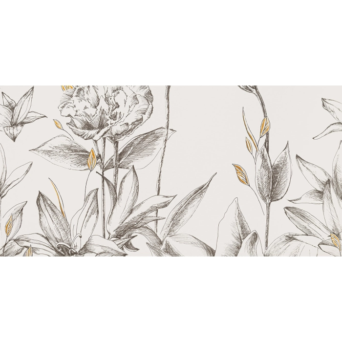 Tubądzin Domino Obraz gresowy element 3 Velo bianco flowers 119,8x59,8x0,8