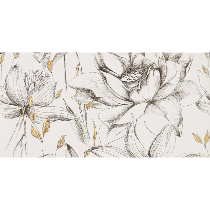 Tubądzin Domino Obraz gresowy element 2 Velo bianco flowers 119,8x59,8x0,8