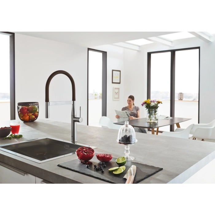 Grohe Essence jednouchwytowa bateria zlewozmywakowa, dn 15 chrom, czarny 30294000